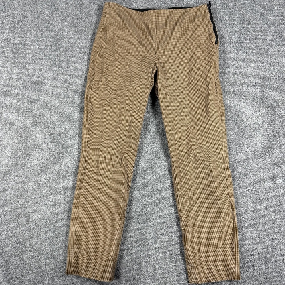 Everlane Pants Womens 10 Brown Houndstooth Crop Side Zip Career Trouser Stretch
